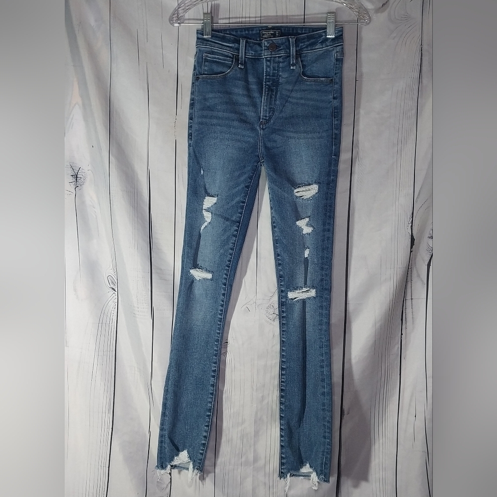 Abercrombie & Fitch Distressed Skinny Blue Jeans